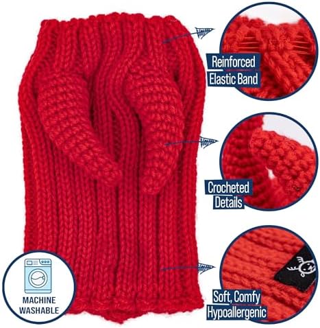 Zoo Snoods Red Devil Dog Costume - Warm Crochet Snood Wrap for Pets, Neck Ear Cover Protection, Halloween Winter (Small) - Image 6