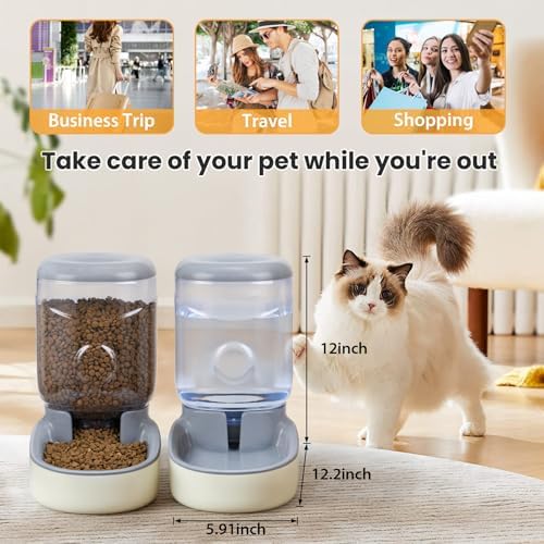 2 Pack Automatic Cat Feeder and Water Dispenser Pet Dog Gravity Feed Bowl