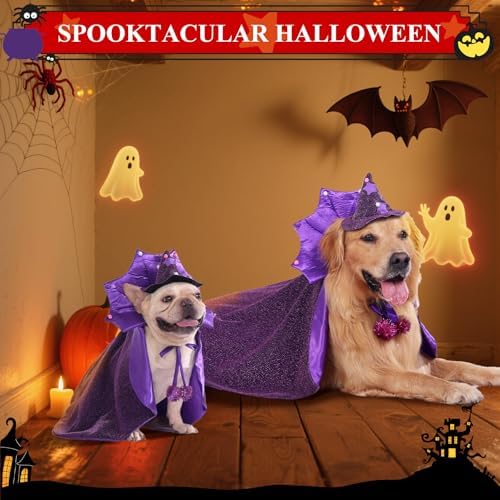 Small Dog Halloween Costumes, Dog Witch Costume Wizard Hat and Cape, Corgi Dachshund and French Bulldog Funny Cute Puppy Costumes with Adjustable Straps for Small Medium Dogs and Cat (S) - Image 2