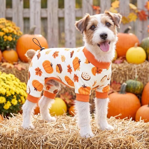 XPUDAC 4 Pack Thanksgiving Dog Pajamas for Small Dogs Onesie Clothes, M - Image 2