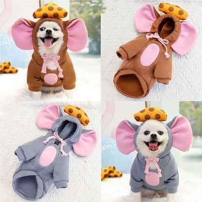 Dog Hoodie Warm Autumn Winter Pet Sweatshirt (Brown Mouse Shape,XL) - Image 7