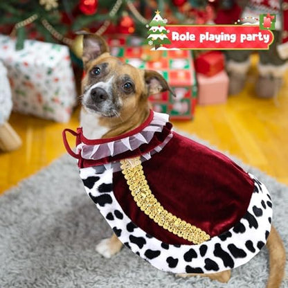 Dog Costumes for Small Medium Dogs Fur Velvet Cat Cape Pet Cloak Halloween Christmas Prince Princess Cosplay Clothes (Red, Small Medium) - Image 5
