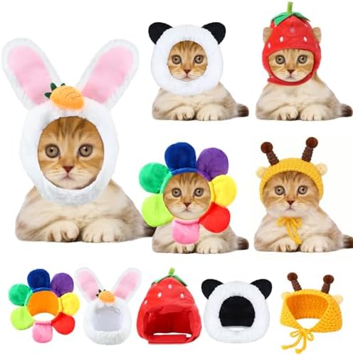 Weewooday 5 Pcs Cat Hat, Panda, Rabbit, Bee, Strawberry, Flower by Weewooday