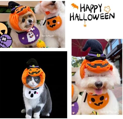 ANIAC Dog Pumpkin Costume Halloween Cat Pumpkin Outfit Funny Puppy Clothes for Small Dogs Pet Party Cosplay Accessories (Orange Hat, Free Size for Hat) - Image 4