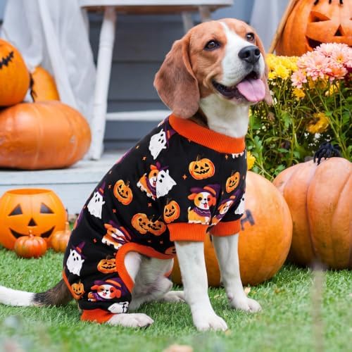 XPUDAC Dog Halloween Pajamas for Small Medium Dogs Pumpkin Costume Soft Puppy Clothes Pet Outfit Doggy Jumpsuits, 2X-Large - Image 3