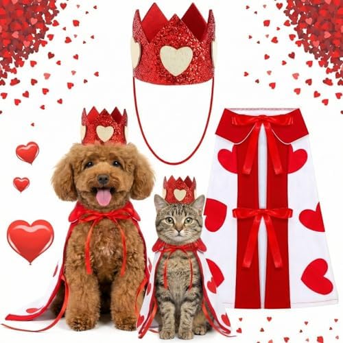 Hillban Halloween Dog King Costumes Heart Crown Queen Pet Cloak Set S by Hillban