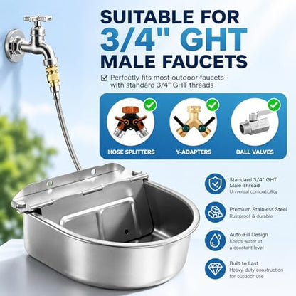 BWOGUE Automatic Water Dispenser for Dogs,1Gal Outdoor Automatic Water Bowl