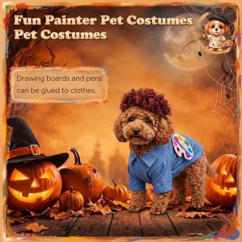 Dansydaisy 4 Pcs Halloween Dog Costume, Puppy 80s Painter Artist Outfit, S - Image 4