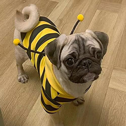Pet Bee Halloween Costume Dog Hoodies Cat Holiday Cosplay Warm Clothes Puppy Cute Hooded Coat Christmas Outfits for Cat and Small Dogs (C, Small), Yellow - Image 4