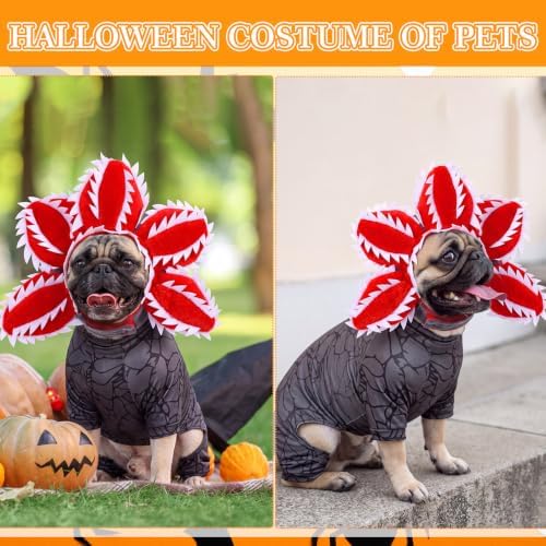 2 Pcs Halloween Carnivorous Flower Dog Costume Separated Funny Hat, 2XL - Image 3