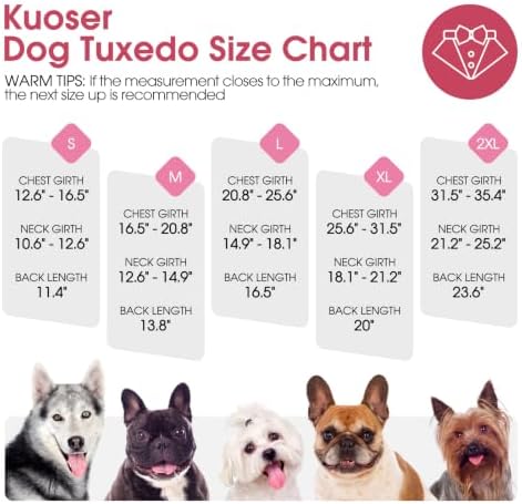 Kuoser Dog Tuxedo, Dog Suit and Bandana Set, Dogs Costume with D-Ring - Image 5