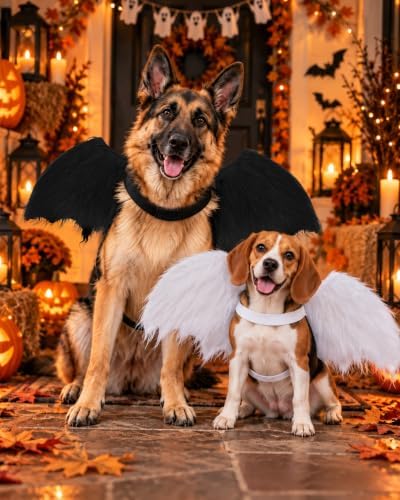 Pet Halloween Wings for Dogs & Cats, Adjustable Angel Devil Costume - Image 5