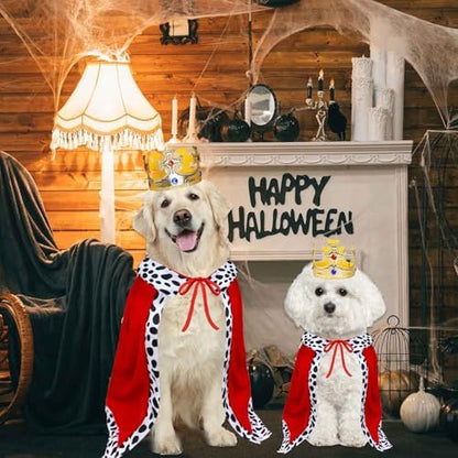 Dog Halloween Costumes, Dog King Costume Funny Pet King Cloak and Crown Set Prince Cape Halloween Costumes for Small Medium Large Dogs Pets (Large) - Image 2