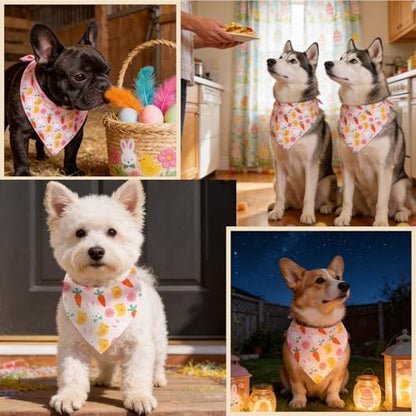 Dog Bandana for Easter Day - Lovely Bunny Carrot Chicken & Daisy Flower Theme, Holiday Pet Costumes Scarf with Adjustable Snap Button, Large to Giant Breeds (75lbs+) - Image 5