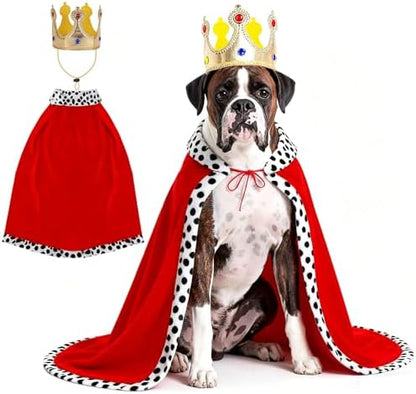 King Dog Costume, Crown & Cape Set, Prince Dog Costume for Large Dogs by BWOGUEPetHome
