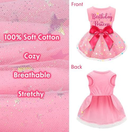 Dog Birthday Dress Dog Dress with Bowknot Tulle Birthday Princess Pet Clothes for Small Medium Large Dogs Girls Boys Cats Outfit Apparel - Image 6