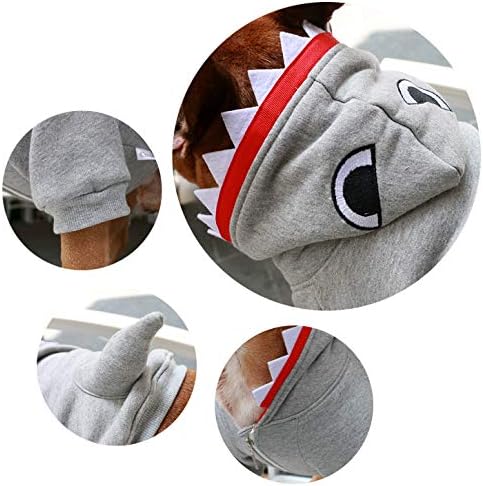 iChoue French Bulldog Halloween Shark Costume Clothes Hoodies Grey, L+ - Image 3