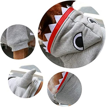 iChoue French Bulldog Halloween Shark Costume Clothes Hoodies Grey, L+ - Image 3