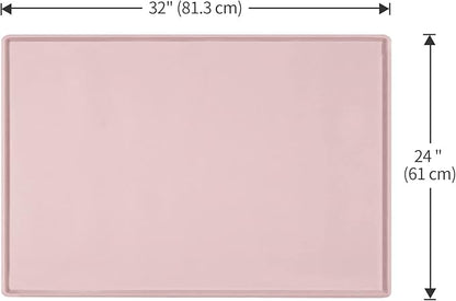 Dog Food Mat,Silicone Waterproof Food Tray,Non Slip Pet Bowl Mats Placemat,1" Raised Edge,Suitable for Most Small and Medium Sized Pets,32" x 24"