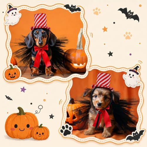 ramede 4 Pcs Dog Cat Halloween Costumes, Pet Cat Hat Accessories - Image 5