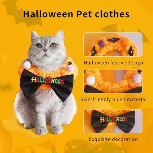 Dog Halloween Costumes Plush Collar with Bow Tie, Cute Pet Costumes for Cats Dogs, Fluffy Halloween Neck Accessory Cat Clothes Dog Costume for Party Photos, L - Image 2