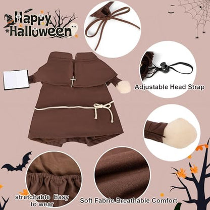 NACOCO Halloween Dog Priest Costume - Pet Minister Clothes Cat Funny Pope Clergy Outfit Apparel Adjustable for Small Medium and Large Dogs(Brown Priest, L) - Image 3