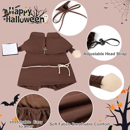 NACOCO Halloween Dog Priest Costume - Pet Minister Clothes Cat Funny Pope Clergy Outfit Apparel Adjustable for Small Medium and Large Dogs(Brown Priest, XS) - Image 3
