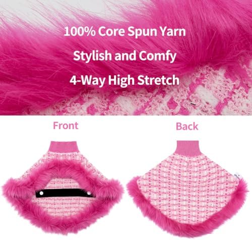Pink Dog Sweater Cloak, Pearl Cotton Bouclé Yarn Puppy Sweater, Cold Weather Coat Knitwear for Medium Dogs, Classic Turtleneck Thick Dog Clothes with Thick Fluff DS-DP07XL - Image 2