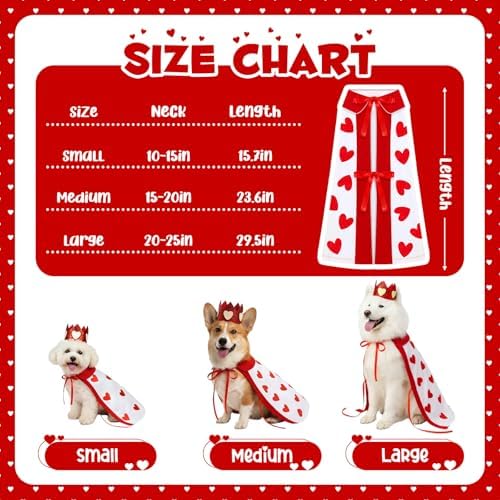 Hillban Halloween Dog King Costumes Heart Crown Queen Pet Cloak Set L - Image 3