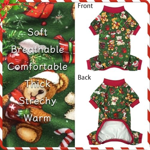 Xpudac 4 Pack Dog Christmas Pajamas Reindeer Puppy Clothes Cute Santa Claus Dog Pajamas Costumes Outfit Red Green, 4XL - Image 5
