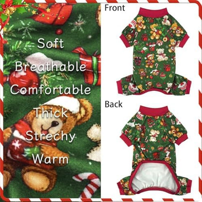 Xpudac 4 Pack Dog Christmas Pajamas Reindeer Puppy Clothes Cute Santa Claus Dog Pajamas Costumes Outfit Red Green, 4XL - Image 5