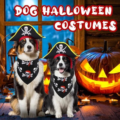 GOYOSWA Dog Pirate Costume, Dog Halloween Costumes Pirate Hat and Bandana Set Holiday Outfit Clothes for Small Medium Large Dogs Pets (Style B, Large) - Image 2