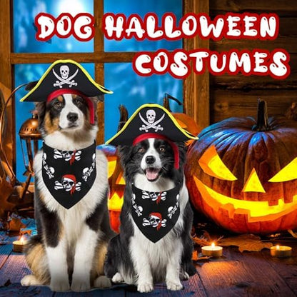 GOYOSWA Dog Pirate Costume, Dog Halloween Costumes Pirate Hat and Bandana Set Holiday Outfit Clothes for Small Medium Large Dogs Pets (Style B, Large) - Image 2