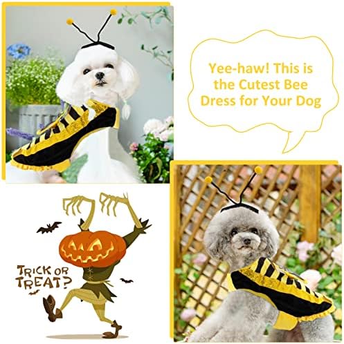 Bee Bumblebee Dog Halloween Costumes for Small Medium Dogs with Cap Bee Dog Clothes Outfit Pet Costumes for Christmas Halloween Decorations - Image 4