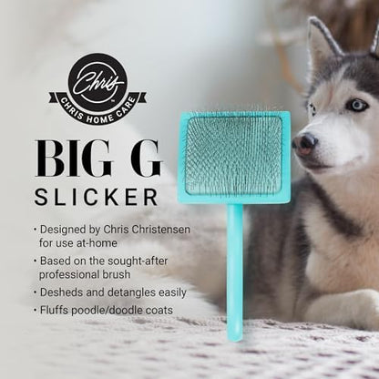 Chris Christensen Big G Dog Slicker Brush for Dogs (Goldendoodles, Labradoodles, Poodles), Groom Like a Professional, Fluff Detangle Style, Saves Time Energy, Teal, Large - Image 2