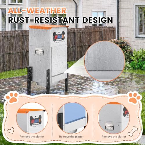 25 lb Automatic Dog Feeder for Large Breeds, 3 Adjustable Heights