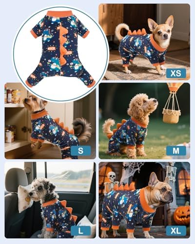 CuteBone Dinosaur Costume Dog Pajamas, Stretchy Spandex Crystal Velvet Sleepwear Coat for Small Dogs, Soft & Warm Pet Outfit Clothes for Cold Weather, Cozy Pullover Design COSP19S - Image 5