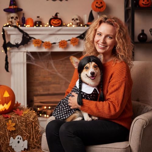 Hercicy 2 Pcs Dog Halloween Costumes Gothic Dress with Dog Wig, L - Image 6