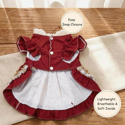 Dog Dress for Small Dogs, Vintage Dog Princess Dress with Layered Ruffle Skirt, Photo Party Outfit for Birthday, Wedding, Party, Photoshoot (XXL) - Image 7