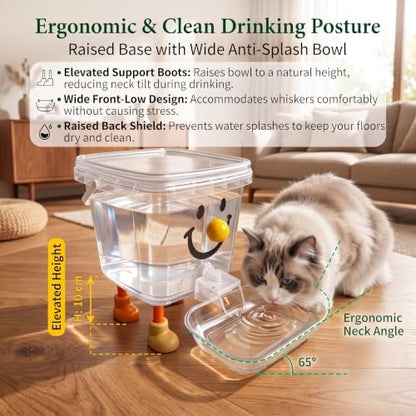 Automatic Dog and Cat Water Feeder, Self Dispensing Pet Waterer (Yellow, 170fl oz)