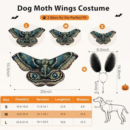 Tallew 2 Pcs Dog Halloween Costumes Moth Butterfly Wings,M,Tan - Image 2