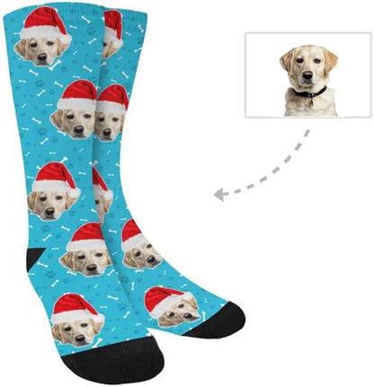 Custom Face Socks, Personalized Dog Lover Pet Photo Picture on Socks Unisex Athletic Crew Socks for Men Women