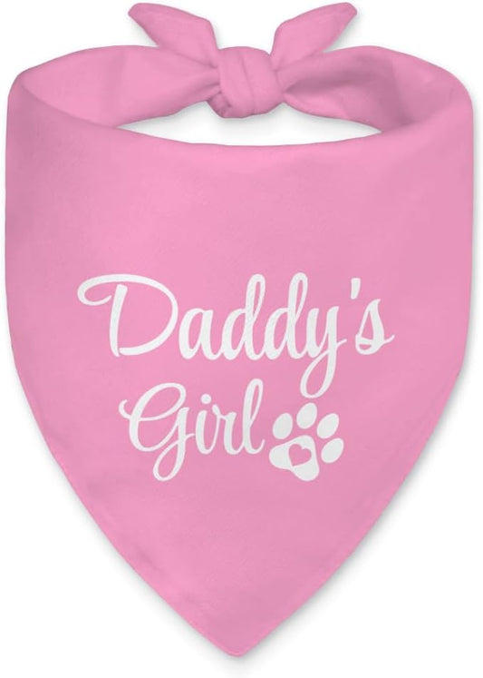 Daddy's Girl Funny Dog Bandana, Valentines Day Dog Bandana for Dogs Lovers Gifts, Pink Pet Scarf Accessories for Birthday Party Gender Reveal, Father's Day Christmas Birthday Gifts for Girl Pet