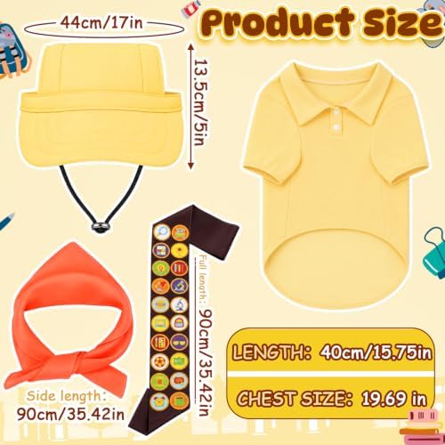 Huhumy 5 Pcs Scout Dog Costume Set with Hat Shirt Sash Scarf for Halloween - Image 3