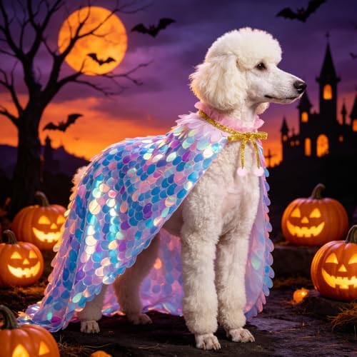 Mermaid Pet Cape Halloween Costumes for Large Dogs Holiday Outfit - Image 7