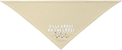 Silly Goose on The Loose Triangle Dog Bandana,Summer Bandana Funny Triangle Dogs Scarf Handkerchief Soft Adjustable Puppy Bandanas (Khaki)