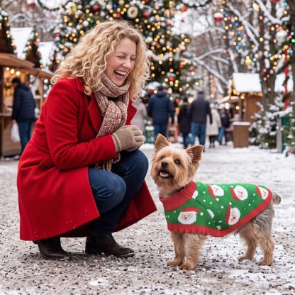 Dog Christmas Sweater Cloak, Cold Weather Coat Dog Jacket for Small Dogs, Classic Turtleneck Thick Puppy Clothes with Leash Hole DS-DP06S - Image 6