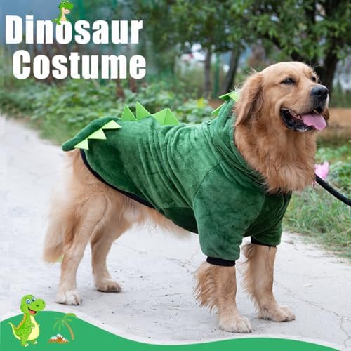 Idepet Large Dogs Halloween Dinosaur Costume Jacket Pet Dog Warm Fleece Winter Clothing Outfits Funny Apperal Golden Retriever Pitbull Clothes Hoodie (7XL) - Image 4