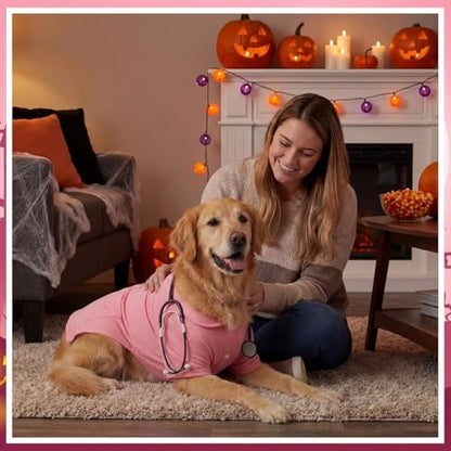 Dog Doctor Costume Cat Surgeon Nurse Costumes with Stethoscope, Pink, XL - Image 5