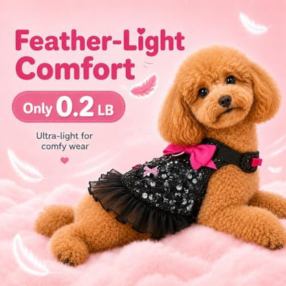 Sequin Dog Costume Harness Dress with Leash, Pet Outfit XS - Image 6